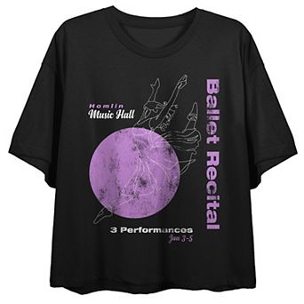 Juniors' Faded Homlin Music Hall Ballet Poster Boxy Crop Crewneck Graphic Tee