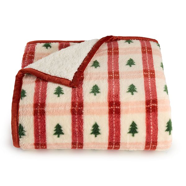 Cuddl Duds® Cozy Sherpa Throw Blanket - Tree Plaid