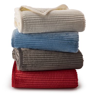Cuddl Duds Rib Plush to Sherpa Throw Blanket