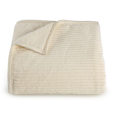 Cuddl Duds Rib Plush to Sherpa Throw Blanket