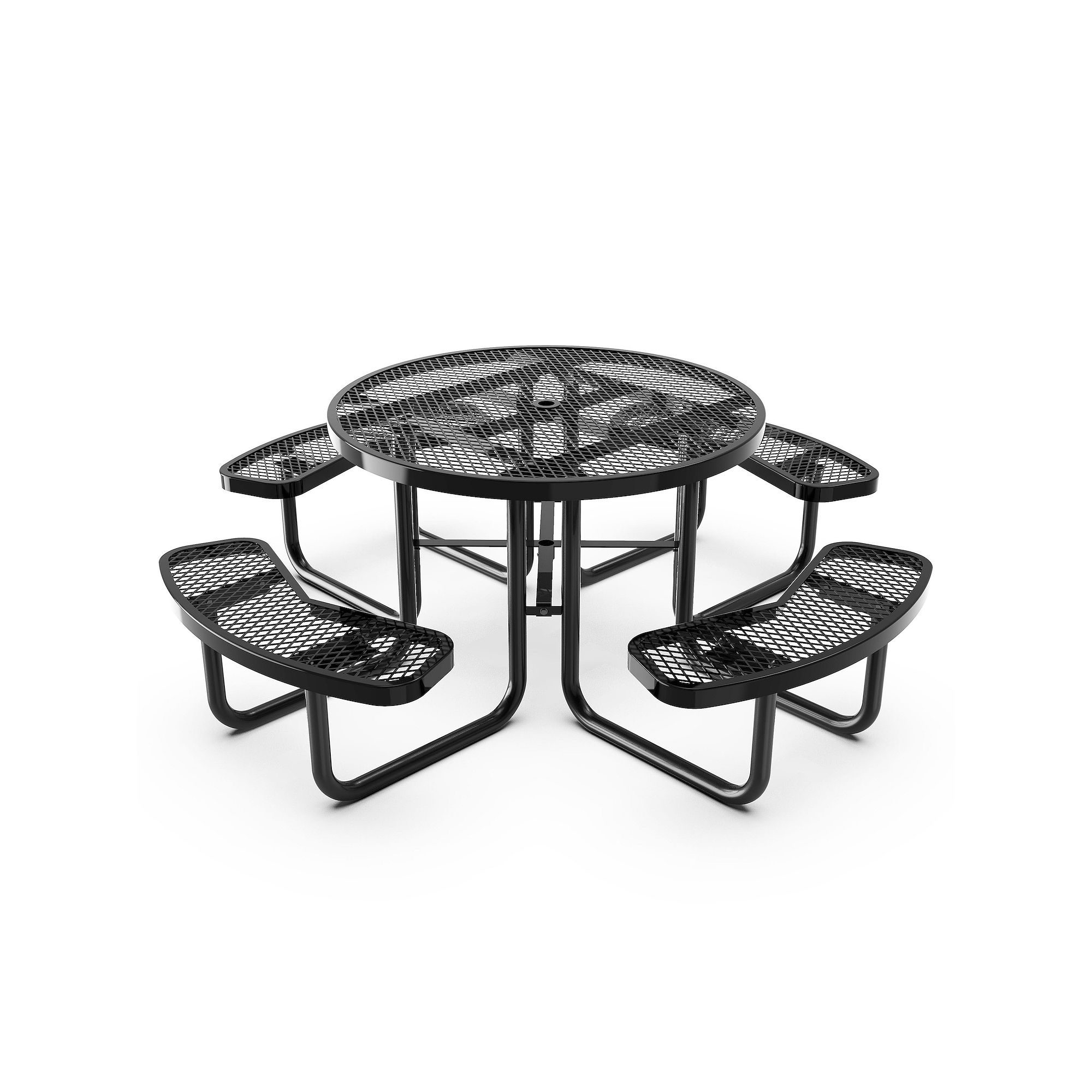 Flash Furniture Creekside Round Outdoor Picnic Table, Black