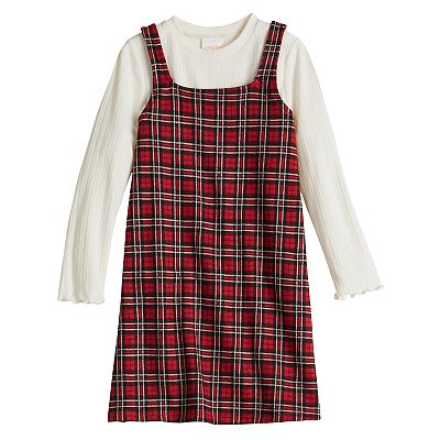 Girls 4 12 Jumping Beans Long Sleeve T Shirt Plaid Dress Set