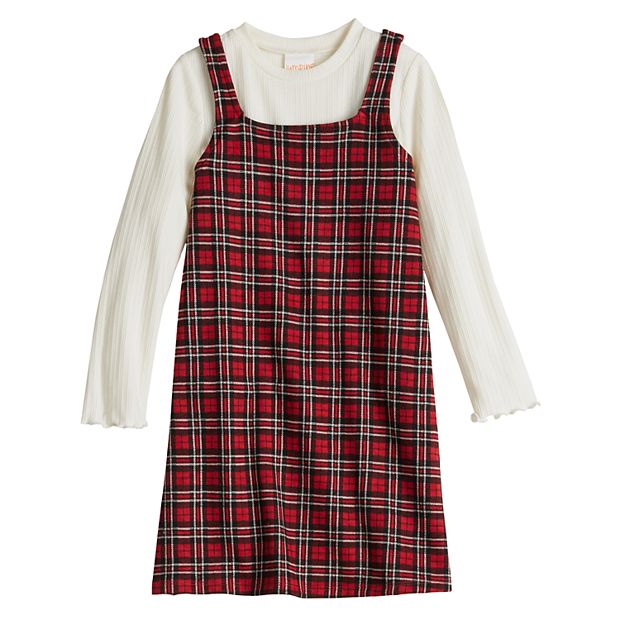 Girls 4-12 Jumping Beans Long Sleeve T-Shirt & Plaid Dress Set
