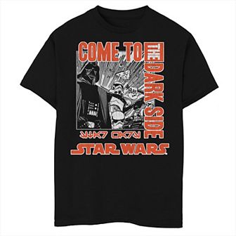 Boys 8-20 Star Wars Come To The Dark Side Kanji Blue Poster Graphic Tee