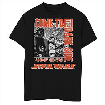 Boys 8-20 Star Wars Come To The Dark Side Kanji Blue Poster Graphic Tee