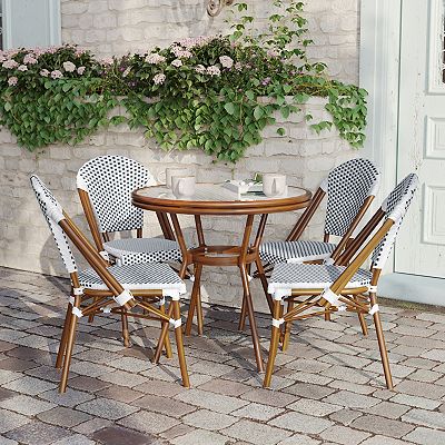 Flash Furniture Lourdes Indoor Outdoor 31.5 in. Commercial Bistro 5 pc. Table Chairs Set