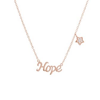 Main and Sterling 14k Gold Over Sterling Silver Cubic Zirconia "Hope" & Star Necklace