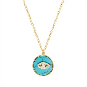 Main and Sterling Gold Over Silver Blue Guardian Eye Cubic Zirconia Necklace