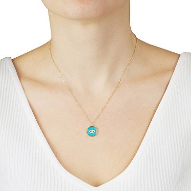 Main and Sterling Gold Over Silver Blue Guardian Eye Cubic Zirconia Necklace