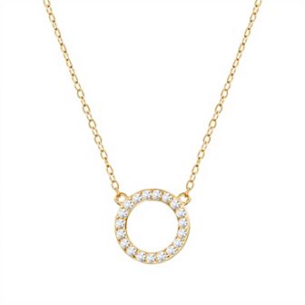 Main and Sterling Gold Over Silver Cubic Zirconia Pave Open Circle Necklace