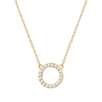 Main and Sterling Gold Over Silver Cubic Zirconia Pave Open Circle Necklace