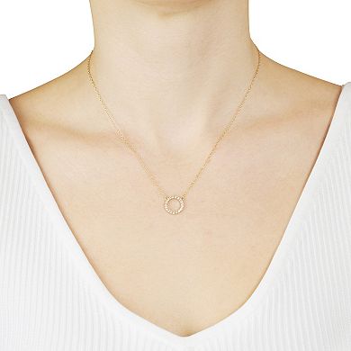 Main and Sterling Gold Over Silver Cubic Zirconia Pave Open Circle Necklace