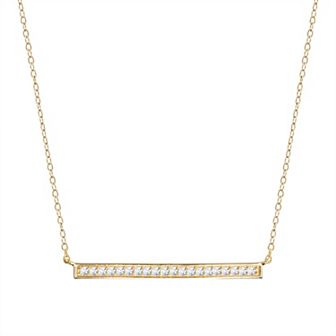 Main and Sterling Gold Over Silver Cubic Zirconia Bar Station Necklace