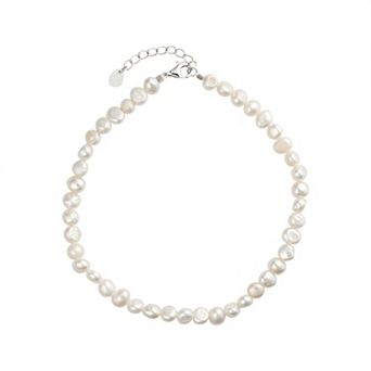 Main and Sterling Sterling Silver Simulated Pearl Anklet