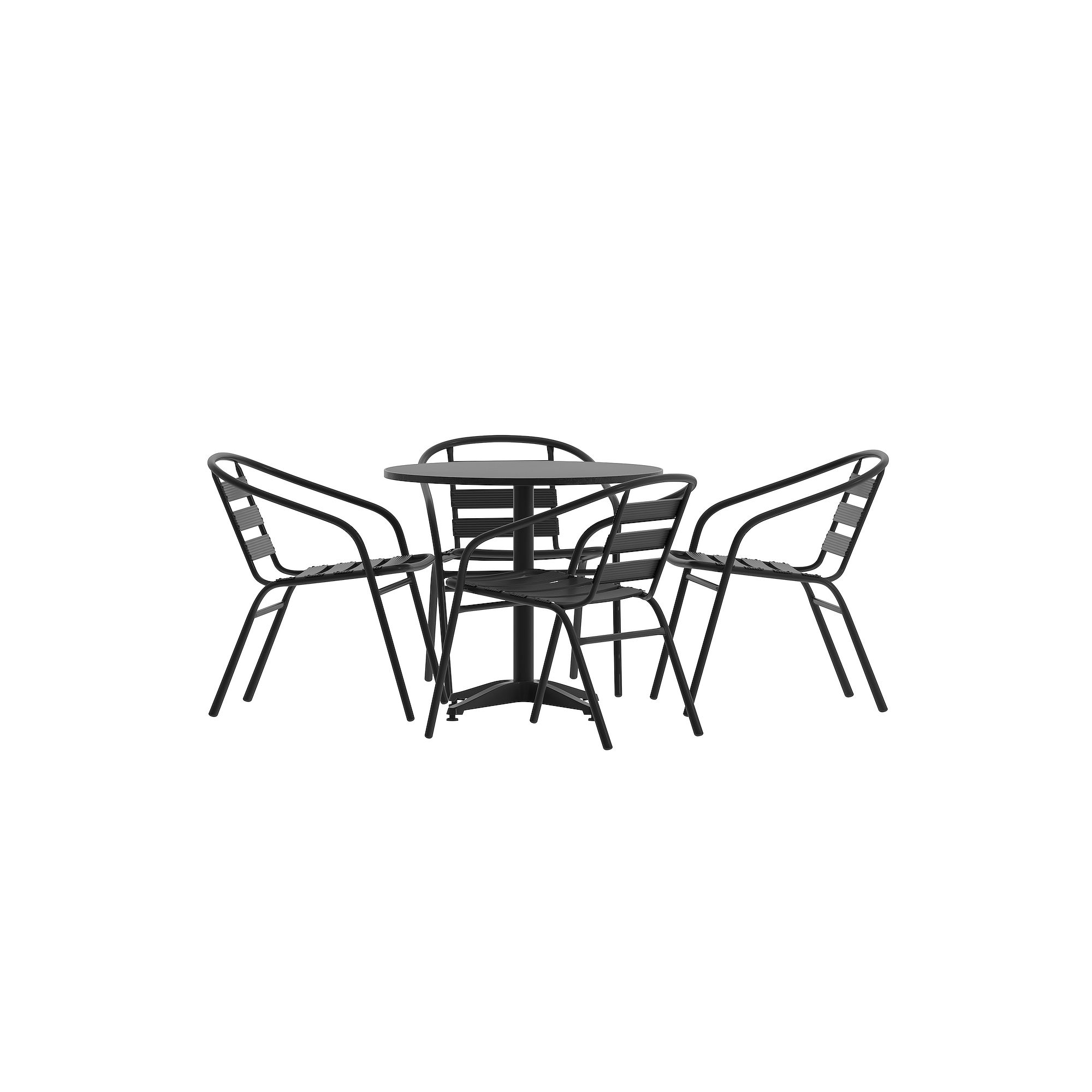 Flash Furniture Lila Round Aluminum Indoor / Outdoor Table Set, Black