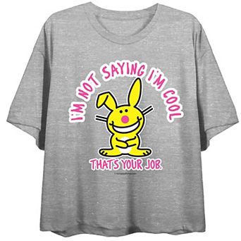 Juniors' It's Happy Bunny Say I'm Cool Bunny Crewneck Graphic Tee