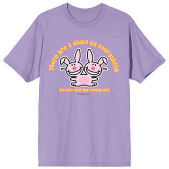Juniors' It's Happy Bunny My Side or The Wrong Side Crewneck Graphic Tee