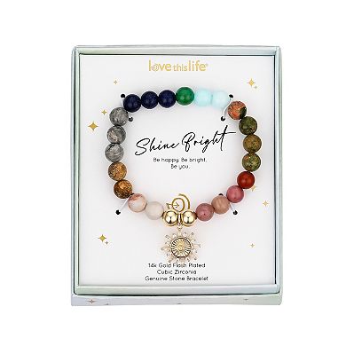 Love This Life® 14k Gold Plated Cubic Zirconia Multi-Color Sun Stretch Bracelet