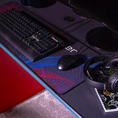 X-Rocker Carbon-Tek LED Gaming Desk with Charging Pad