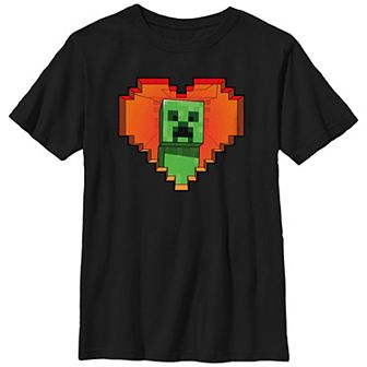 Boys Minecraft Creeper Valentine Husky Graphic Tee