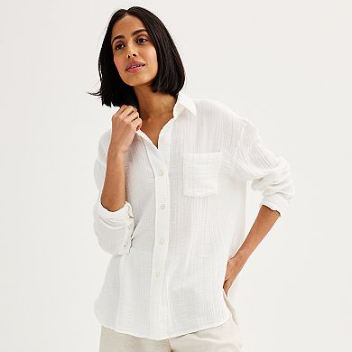 Women's Sonoma Goods For Life® Gauze Boyfriend Shirt