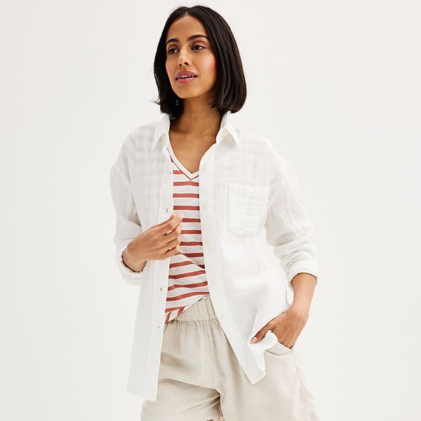 Women's Sonoma Goods For Life® Gauze Boyfriend Shirt