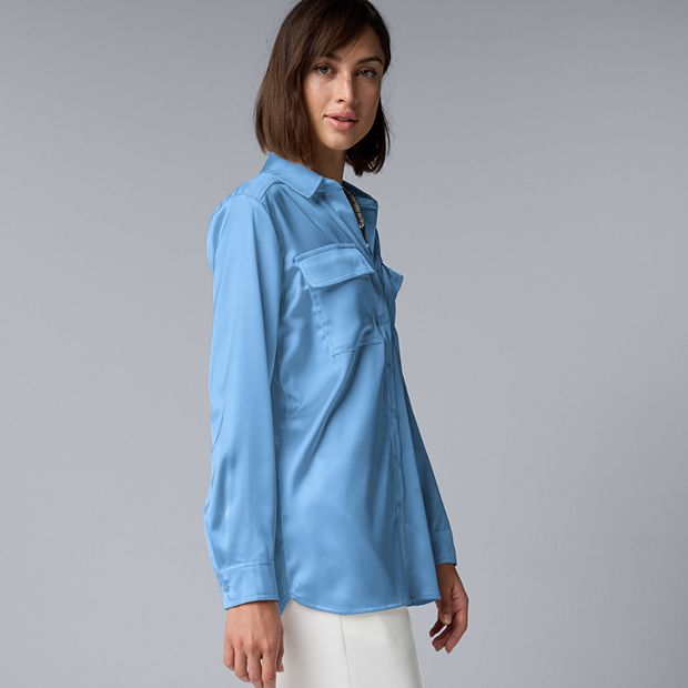 Petite Simply Vera Vera Wang Satin Utility Shirt