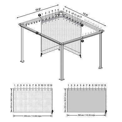 Sojag Cambridge Gazebo Curtains 10 x 12 ft.
