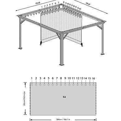 Sojag Mykonos Gazebo Curtains 12 x 14 ft.