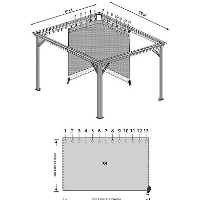 Sojag Mykonos Gazebo Curtains 12 x 14 ft.