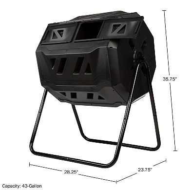 Pure Garden 43-Gallon Dual Chamber Compost Bin Tumbler