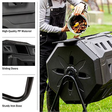 Pure Garden 43-Gallon Dual Chamber Compost Bin Tumbler