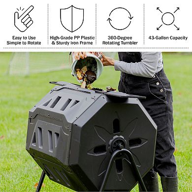 Pure Garden 43-Gallon Dual Chamber Compost Bin Tumbler