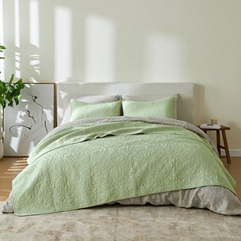 Patina Vie Maison Cotton Detail Stitched Quilt Set with Shams