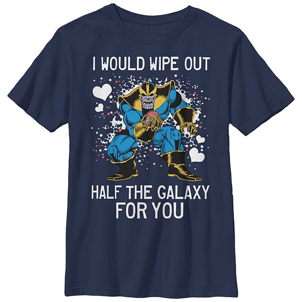 Boys 8 20 Husky Marvel The Avengers Thanos Wipes The Galaxy for You Graphic Tee Boy s Size Small Husky Navy