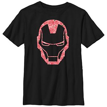 Boys 8-20 Husky Marvel Iron Man Roses Filled Helmet Graphic Tee