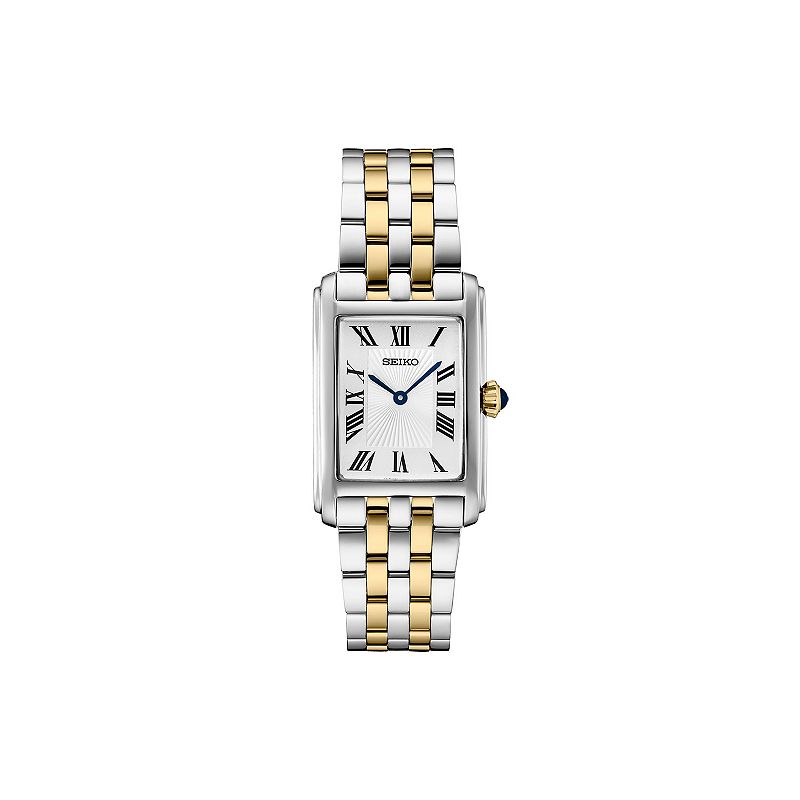 Seiko Women's Essentials White Dial Two Tone Stainless Steel Watch, Size: 22MM, Gold Silver