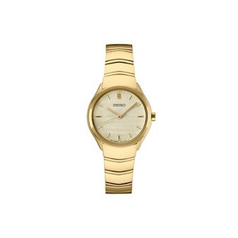 Seiko Women's Essentials Champagne Dial Gold Tone Stainless Steel Watch
