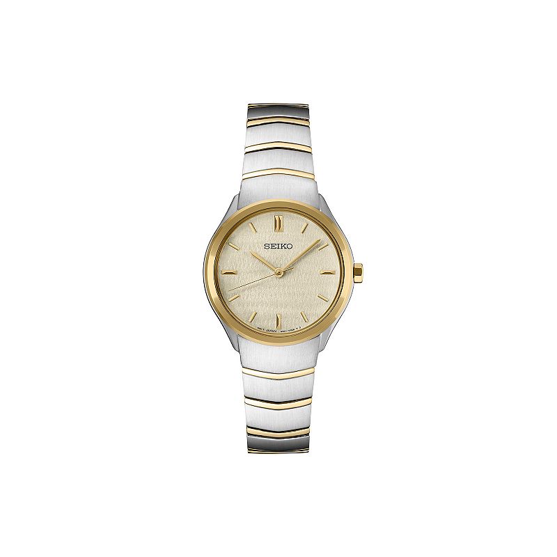Seiko Women's Essentials Champagne Dial Two Tone Stainless Steel Watch, Size: 30MM, Gold Silver