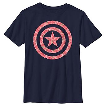 Boys 8-20 Captain America Roses Filled Emblem Graphic Tee