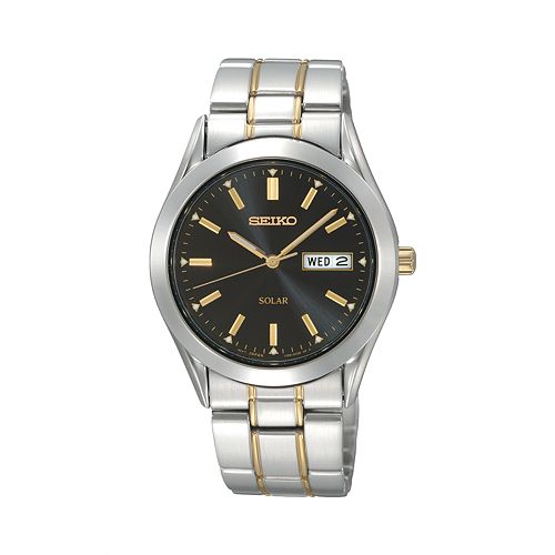 Seiko Men's Solar Two Tone Stainless Steel Watch - SNE047