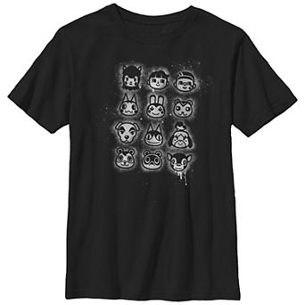 Boys Husky Nintendo Animal Crossing Villagers Stencil Design Graphic Tee