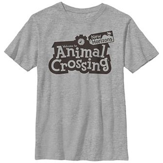 Boys Husky Animal Crossing: New Horizons Bold Black Welcome Logo Graphic Tee