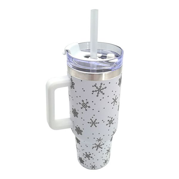 St. Nicholas Square® Snowflake Stainless Travel Mug - White