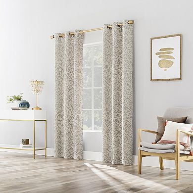 Sun Zero Cordoba Magnetic Closure Botanical 100% Blackout Grommet Curtain Panel Pair