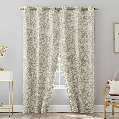 Sun Zero Cordoba Magnetic Closure Botanical 100% Blackout Grommet Curtain Panel Pair