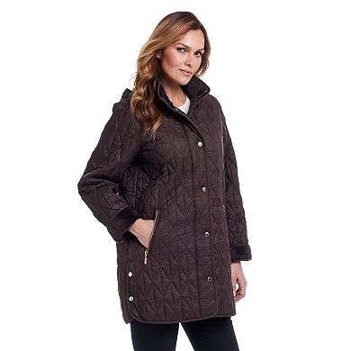 Women's Gallery Faux-Fur Hooded Quilt Long Jacket