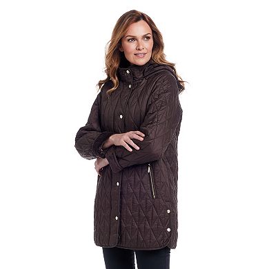 Women's Gallery Faux-Fur Hooded Quilt Long Jacket