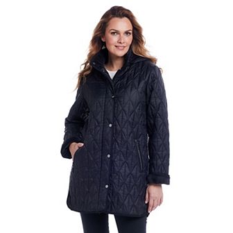 Women's Gallery Faux-Fur Hooded Quilt Long Jacket