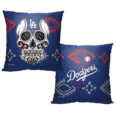 MLB Los Angeles Dodgers Sugar Skull Printed Pillow - 18" x 18"